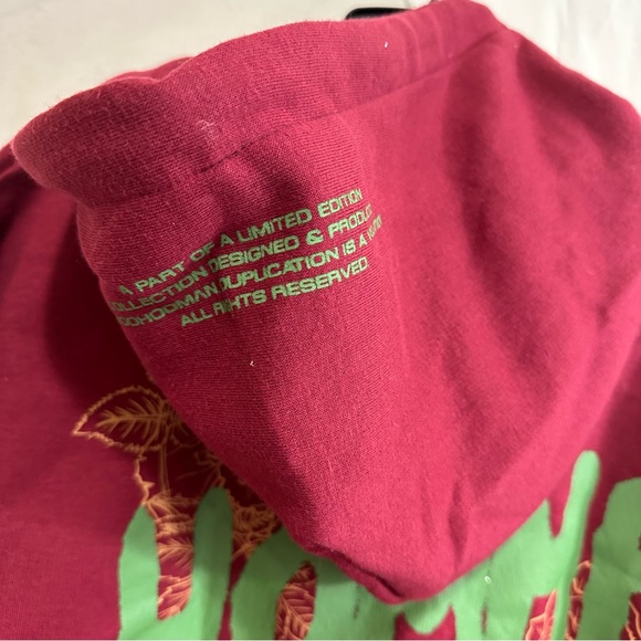 Boohoo Man Oversized Skull Homme Graphic Hoodie in Burgundy M or L - Picture 11 of 12